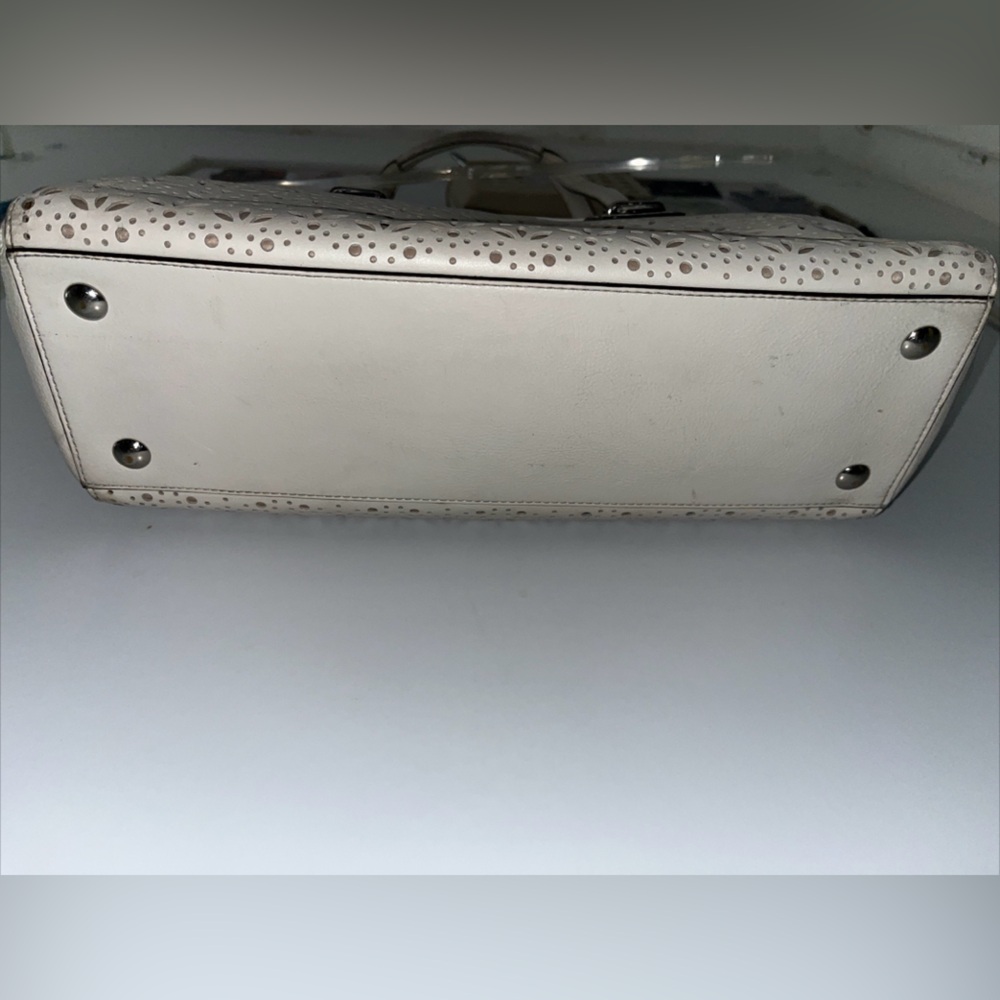 Coach All Leather Taylor Eyelet Shoulder Carryall Handbag tote purse F27391 wht - Picture 6 of 10
